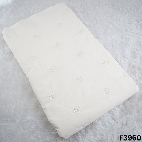 Thread Sequins Embroidered Kora Cotton Fabric- F3960