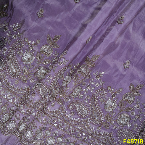 Cutdana Zari Sequins Embroidered Shimmer Tissue Fabric-F4871