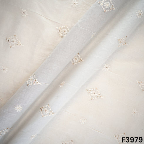 Thread Sequins Embroidered Kora Cotton Fabric - F3979