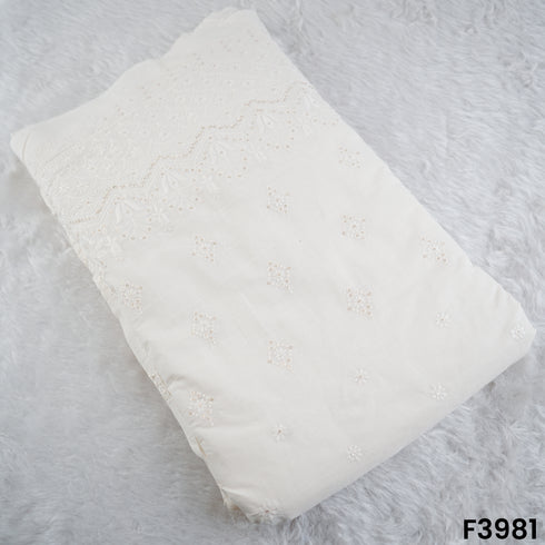 Thread Sequins Embroidered Kora Cotton Fabric- F3981