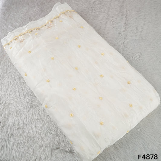 Cutdana Thread Sequins Embroidered Tabby Silk Fabric- F4878