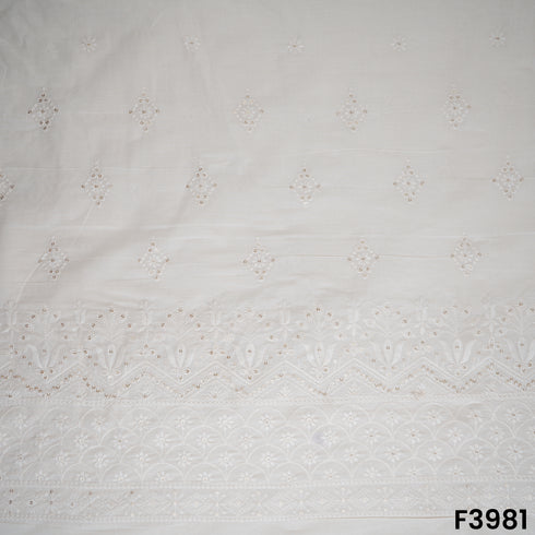 Thread Sequins Embroidered Kora Cotton Fabric- F3981