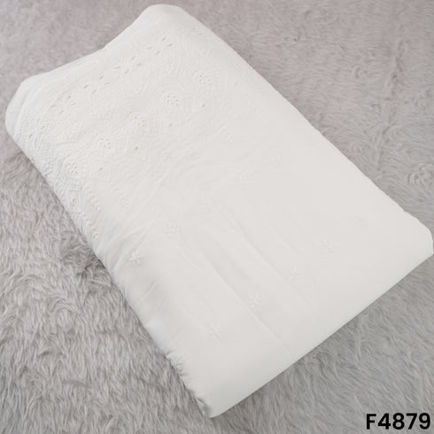 Hakoba Thread Embroidered Cambric Cotton Fabric- F4879
