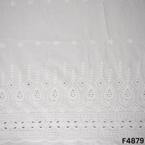 Hakoba Thread Embroidered Cambric Cotton Fabric- F4879