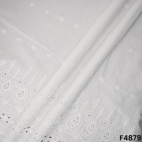 Hakoba Thread Embroidered Cambric Cotton Fabric- F4879
