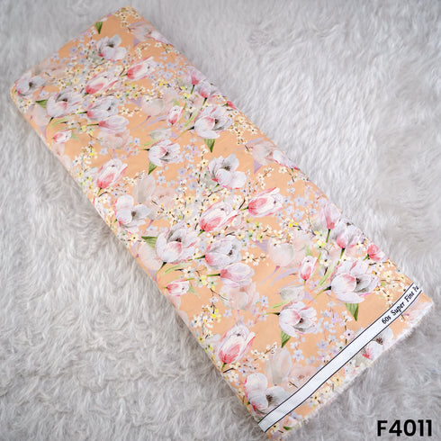 Floral Printed Cambric Cotton Fabric- F4011