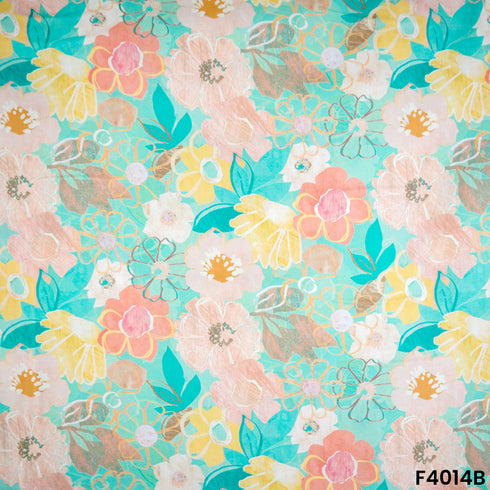 Floral Printed Cambric Cotton Fabric- F4014