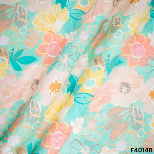 Floral Printed Cambric Cotton Fabric- F4014