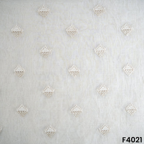 Dyeable Thread Sequins Embroidered Mul Chanderi Fabric- F4021