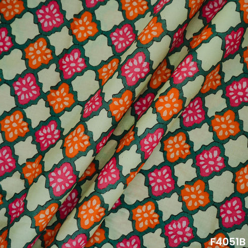 Floral Printed Cambric Cotton Fabric- F4051