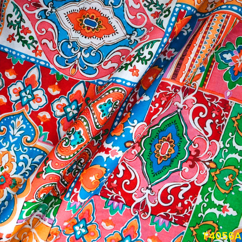 Digital Printed Cambric Cotton Fabric- F4056