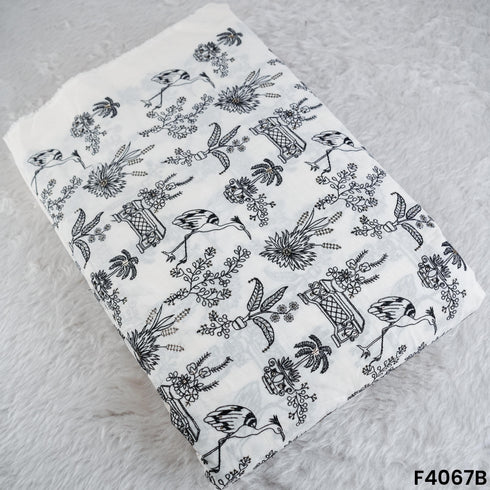 Thread Sequins Embroidered Kora Cotton Fabric- F4067