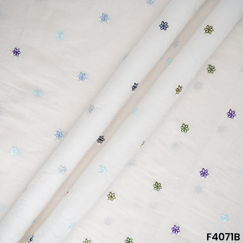 Thread Embroidered Kora Cotton Fabric- F4071