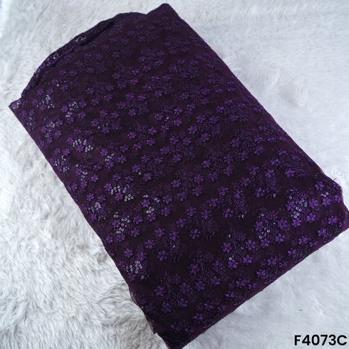 Thread Sequins Embroidered Net Fabric- F4073
