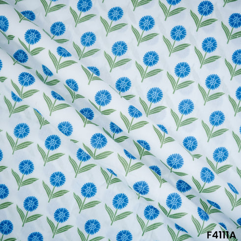 Block Print Cambric Cotton Fabric- F4111
