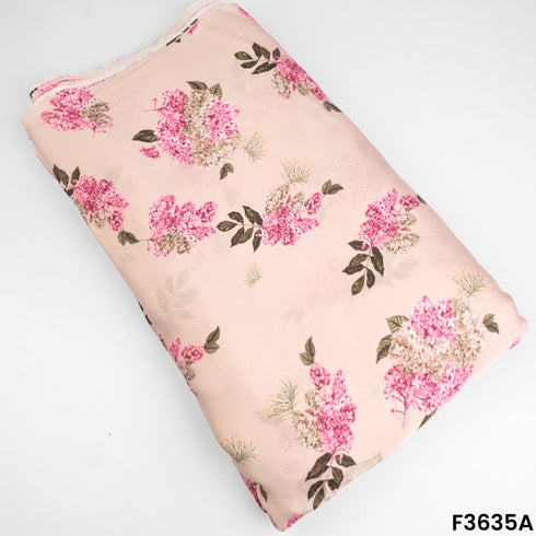 Flower Print Satin Crepe Fabric-F3635