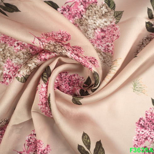 Flower Print Satin Crepe Fabric-F3635