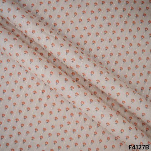 Digital Print Thread Work Mul Cotton Fabric- F4127