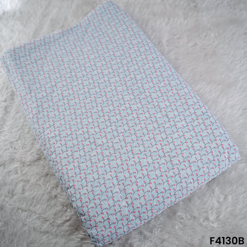Digital Print Thread Work Mul Cotton Fabric- F4130