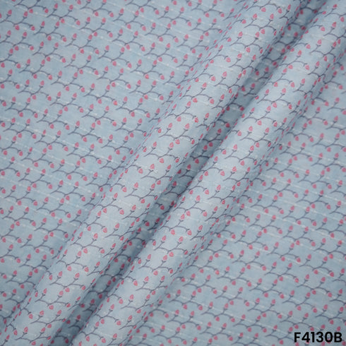 Digital Print Thread Work Mul Cotton Fabric- F4130