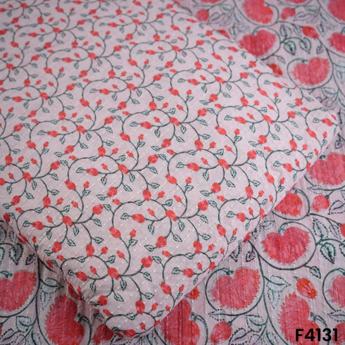 Digital Print Thread Work Mul Cotton Fabric- F4131