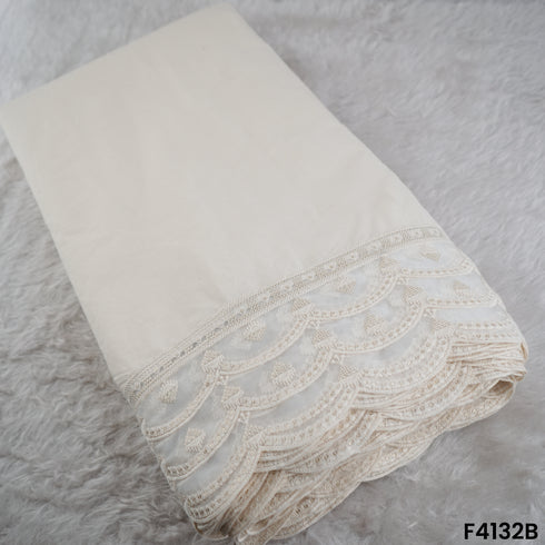 Thread Sequins Embroidered Kora Cotton Fabric- F4132