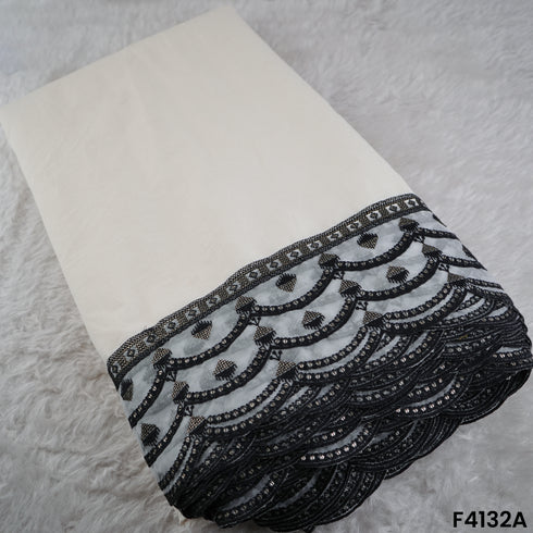 Thread Sequins Embroidered Kora Cotton Fabric- F4132