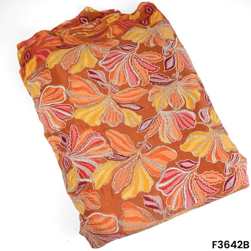 Positional print Zari Sequins Embroidered Viscose Crepe Fabric-F3642