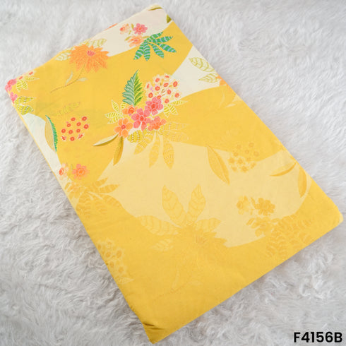 Digital Print Thread Embroidered Hakoba Cambric Cotton Fabric- F4156