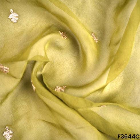 Zari Sequins Work Viscose Organza Fabric-F3644