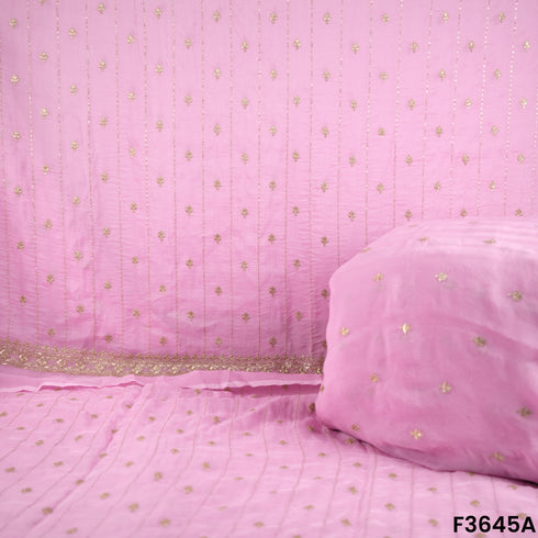 Zari Sequins Work Viscose Organza Fabric-F3645