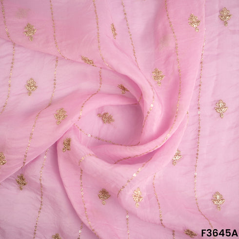 Zari Sequins Work Viscose Organza Fabric-F3645