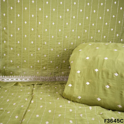 Zari Sequins Work Viscose Organza Fabric-F3645