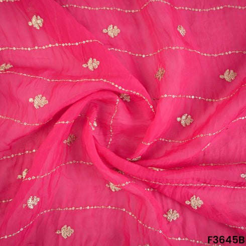 Zari Sequins Work Viscose Organza Fabric-F3645