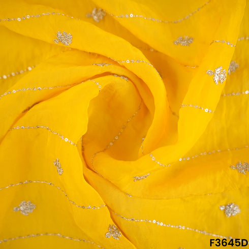 Zari Sequins Work Viscose Organza Fabric-F3645