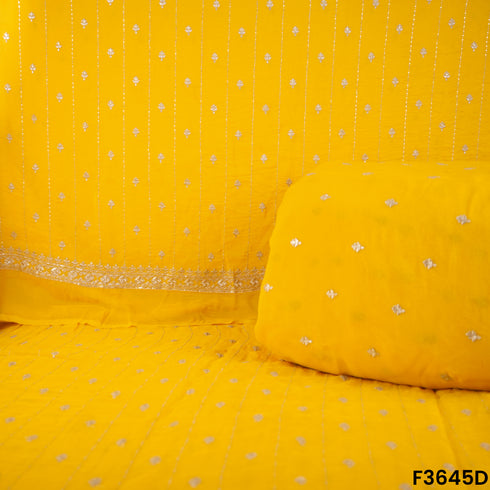 Zari Sequins Work Viscose Organza Fabric-F3645