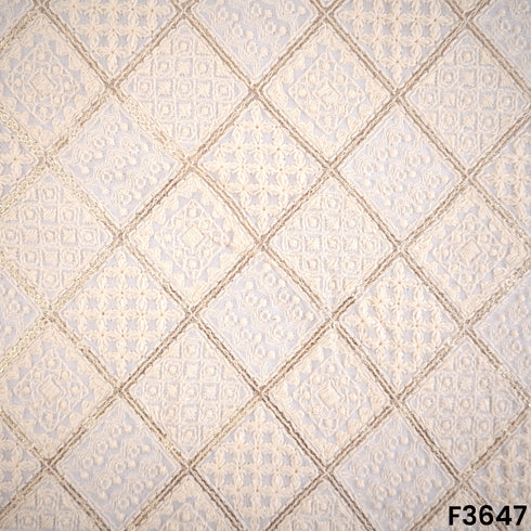 Dyeable Thread Sequins Embroidered Georgette Fabric-F3647