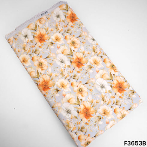 Floral Print Cambric Cotton Fabric-F3653