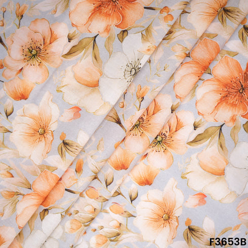 Floral Print Cambric Cotton Fabric-F3653