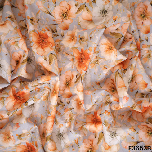 Floral Print Cambric Cotton Fabric-F3653