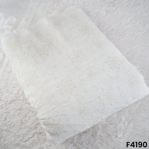 Dyeable Cut Work Thread Sequins Embroidered Organza Fabric- F4190