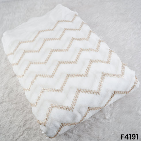 Dyeable Zari Sequins Embroidered Chinon Chiffon Fabric- F4191