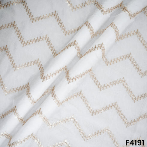 Dyeable Zari Sequins Embroidered Chinon Chiffon Fabric- F4191