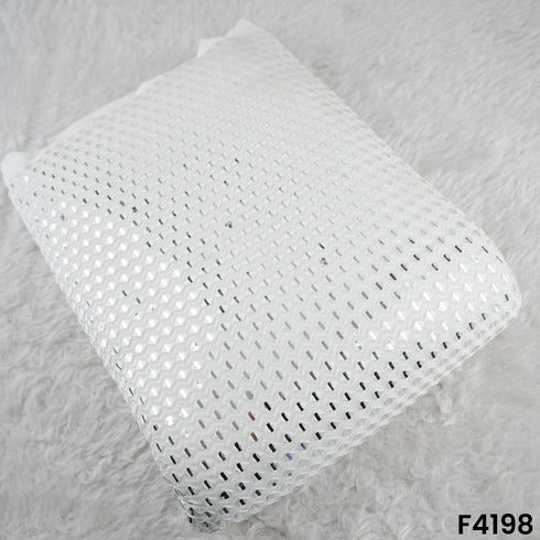 Dyeable Mirror Work Thread Embroidered Georgette Fabric- F4198