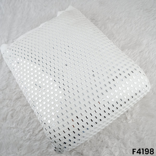 Dyeable Mirror Work Thread Embroidered Georgette Fabric- F4198