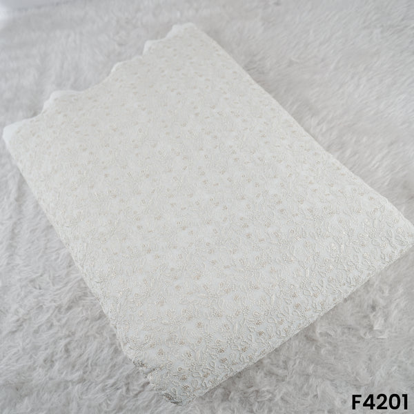 Dyeable Thread Sequins Zari Embroidered Georgette Fabric- F4201