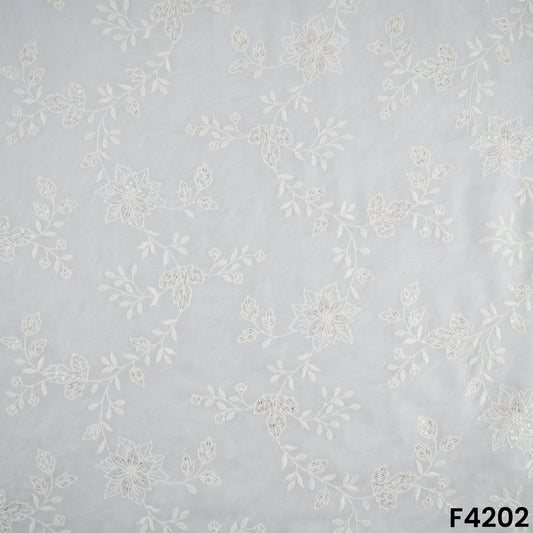 Dyeable Thread Sequins Embroidered Georgette Fabric- F4202