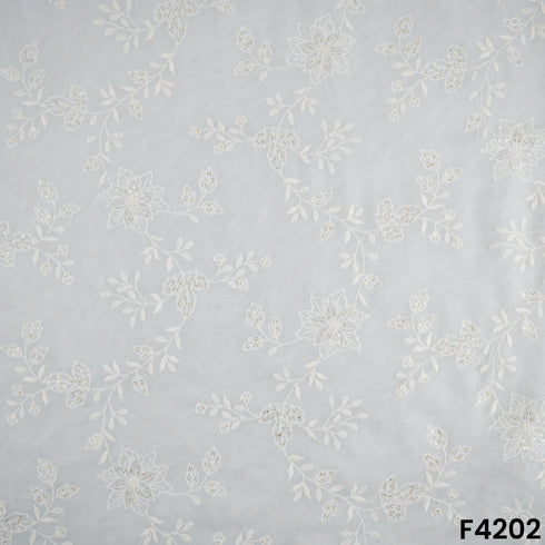 Dyeable Thread Sequins Embroidered Georgette Fabric- F4202