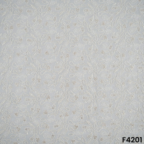 Dyeable Thread Sequins Zari Embroidered Georgette Fabric- F4201