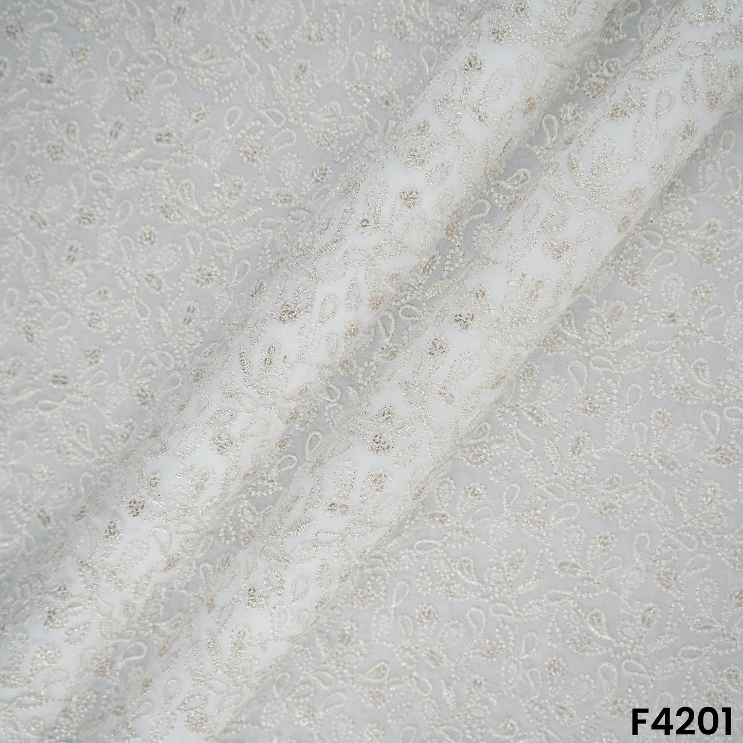 Dyeable Thread Sequins Zari Embroidered Georgette Fabric- F4201
